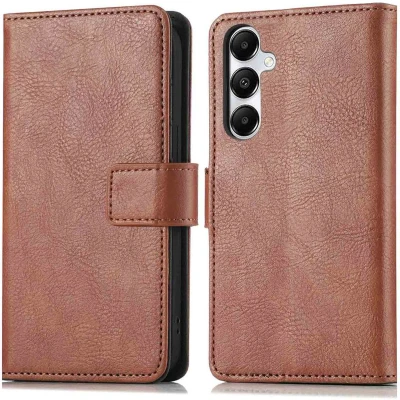 Afbeelding van imoshion Hoesje Geschikt voor Samsung Galaxy S25 Met Pasjeshouder Luxe Bookcase Bruin