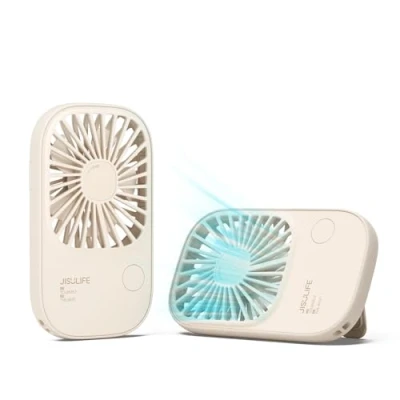 Afbeelding van JISULIFE Draagbare ventilator, mini USB oplaadbaar, met 3 snelheden, wimperventilator, batterij, voor meisjes, kinderen, vrouwen, mannen, reizen, bruin