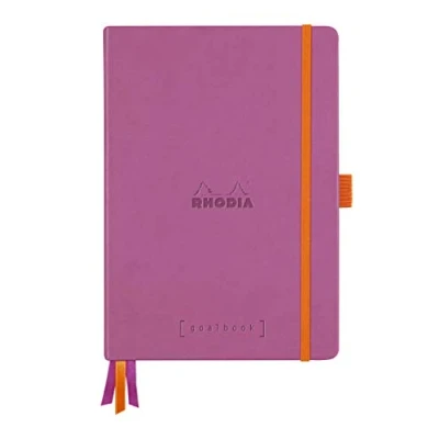 Afbeelding van RHODIA 118580C Notitieboek, hardcover, bullet journal, goalbook, sering, A5, gestippeld, 240 pagina&#039;s, licht papier, wit, 90 g, 3 banden, elastiek, omslag van kunstleer