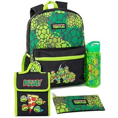 Afbeelding van Teenage Mutant Ninja Turtles TMNT Graphic 4 delige rugzakset voor jongens met schooltas, etui, lunchtas en waterfles bijpassende complete set de, Groen, Rugzakken