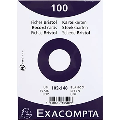 Afbeelding van Exacompta systeemkaart blanco, A6, wit, 100 stuks