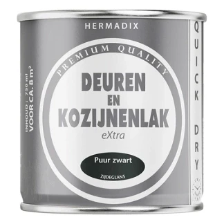 Afbeelding van Hermadix Deuren en Kozijnenlak Puur Zwart Zijdeglans 750 ml