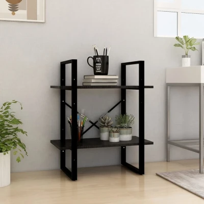 Afbeelding van Boekenkast met 2 schappen 60x30x70 cm massief grenenhout zwart