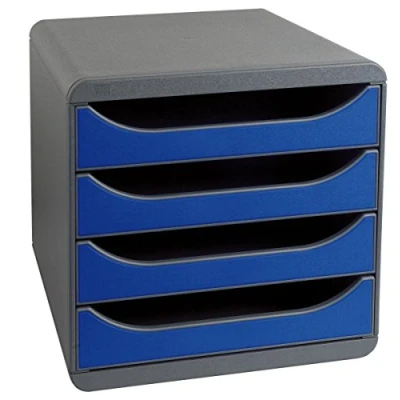 Afbeelding van Exacompta, Opslag van documenten, Ladebox Big Box 4 Lades, Zwart / Koningsblauw (A4+)