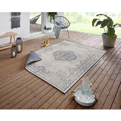 Afbeelding van Vintage Buitenvloerkleed Cebu Blauw/crème 120x170 Cm