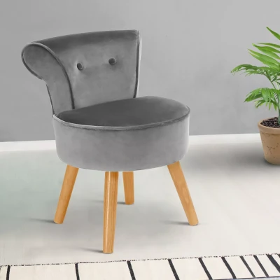 Afbeelding van Fauteuil crapaud en velours gris