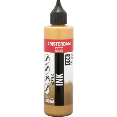Afbeelding van Amsterdam Acrylic Ink flacon 100ml acrylinkt 803 Donkergoud halfdekkend