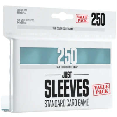 Afbeelding van Just Sleeves Value Pack 250 kaarthoezen Transparant Glanzend uiterlijk Standaard formaat 66 x 92 mm Kleurcode: Grijs Bordspel Accessoires