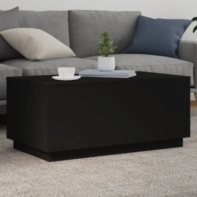 Afbeelding van Salontafel met LED verlichting 90x50x40 cm zwart