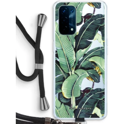 Afbeelding van Case Company® hoesje met Koord geschikt voor Oppo A93 5G Bananenbladeren Telefoonhoesje Zwart Bescherming aan alle Kanten en Over de Schermrand