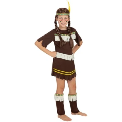 Afbeelding van Funidelia Indianen Kostuum voor meisjes Indianen, Cowboys, Western kinderen Accessoire verkleedkleding en rekwisieten Halloween, carnaval &amp; feesten Maat 97 104 cm Bruin