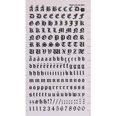 Image de Apli DD17F Lettres et chiffres transfert noirs 8 mm 199 caractères