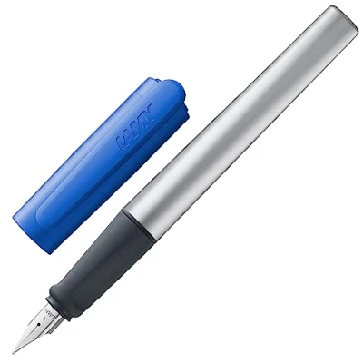 Image de LAMY nexx blue Stylo plume avec grip antidérapant et acier poli en taille A corps triangulaire aluminium cartouche T 10 bleue Droitier