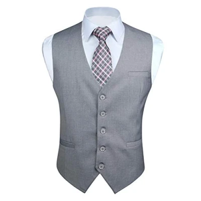 Afbeelding van Enlision mannen formele partij bruiloft vest effen kleur pak vesten voor XS 4XL, Lichtgrijs