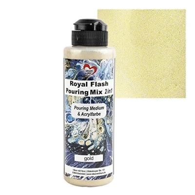 Afbeelding van Ideen mit Herz Royal Flash Pouring Mix 2 in 1 medium en metallic acrylverf met glittereffect 180 ml Geen andere menging vloeistof, of siliconenolie nodig (goud)