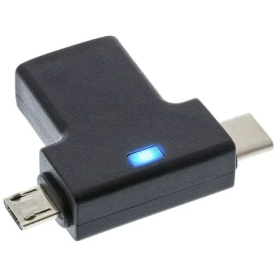 Image de InLine Adaptateur USB type A (F) incliné pour 24 pin C, Micro de B (M) 3.1 OTG Power Delivery (3A, 60W) noir