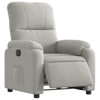 Afbeelding van vidaXL Fauteuil verstelbaar elektrisch microvezelstof lichtgrijs3204916