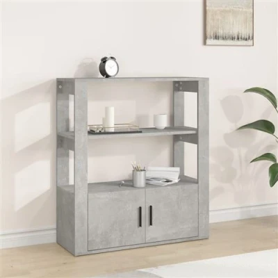 Afbeelding van Dressoir 80x30x90 cm bewerkt hout betongrijs