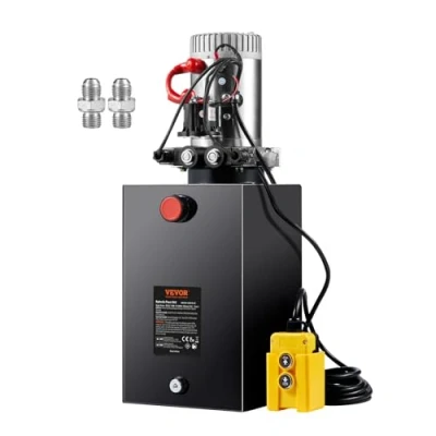 Afbeelding van VEVOR ZXDC12V 1.6KW S 15L hydraulische pomp DC 12V 14L voor kiepwagen groep, dubbel effect, oliestroom 3,44 l/min, zwart en zilver, 595 x 212 243 mm