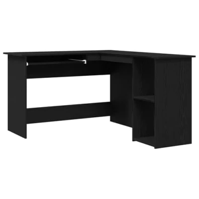 Afbeelding van vidaXL Hoekbureau Zwart eiken Geëngineerd hout 140x120x75 cm