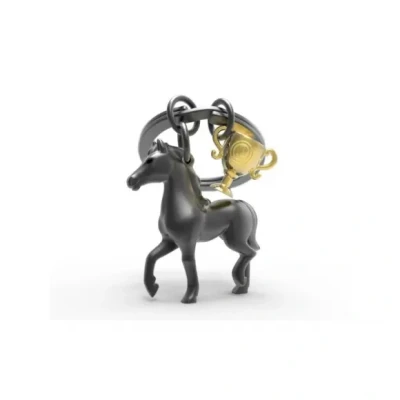 Afbeelding van Metalmorphose sleutelhanger paard met trofee zwart