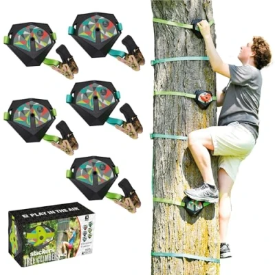 Afbeelding van Schildkröt Slackers Ninja Treeclimbers, klimset met 5 innovatieve en robuuste kunststof panelen antislip band, 4 houders voor boomklimmen, 980040