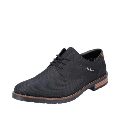 Afbeelding van Rieker 14614 Lage schoenen met veters. Heren, zwart.