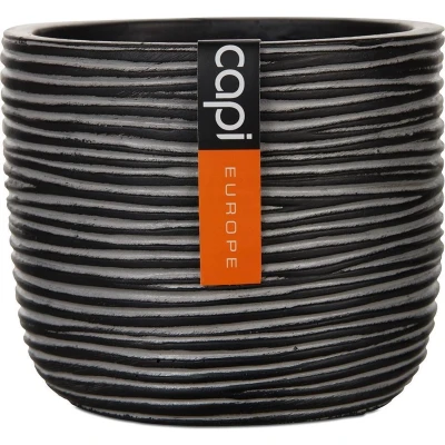 Afbeelding van Pot bol Rib 18x16 Zwart Capi Europe