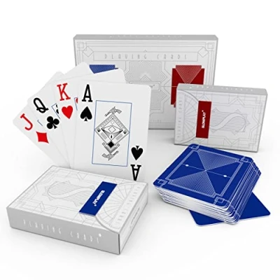 Afbeelding van SLOWPLAY Plastic pokerkaarten, blauw en rood, jumbo index, waterdicht wasbaar, professionele pokerkaartspel, Texas Holdem Poker speelkaarten
