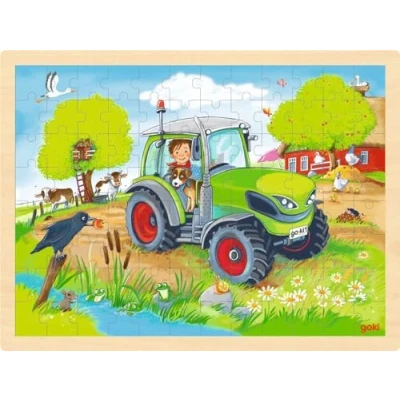 Afbeelding van Goki Houten Legpuzzel Tractor, 96st.