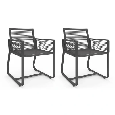 Afbeelding van Set van 2 ODESSA tuinstoelen metaal en grijs koord