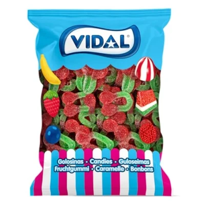 Afbeelding van Vidal Grote Zure Kersen 5cm 15,5g XXL snoep 1 kg