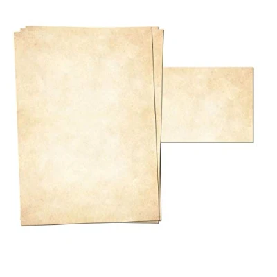 Afbeelding van Presentou 25 vellen briefpapier aan beide zijden bedrukt, 120 g, motiefpapier voor certificaten, menu&#039;s, liefdesbrieven (licht vintage, + enveloppen)