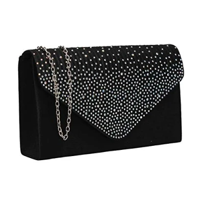 Afbeelding van SwankySwans Abby Diamante Envelop Stijl Bag Clutch Dames (2 stuks), Zwart