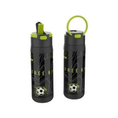 Afbeelding van Lunch Buddies Rvs Waterfles 600Ml Voetbal Zwart