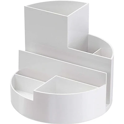 Afbeelding van MAUL bureauorganizer pennenbak Roundbox Ø14x12.5cm, 7 vaks, 85% gerecycled kunststof wit bureaustandaard