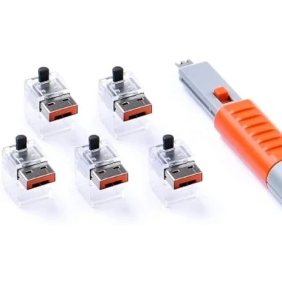 Afbeelding van Smart Keeper Essential LAN Cable Lock (5x) + Key Basic (1x) Oranje