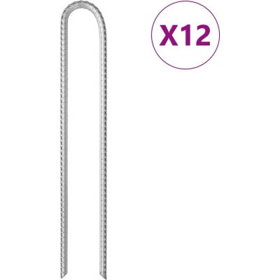 Afbeelding van vidaXL Tentharingen 12 st U vormig Ø10 mm 37 cm gegalvaniseerd staal