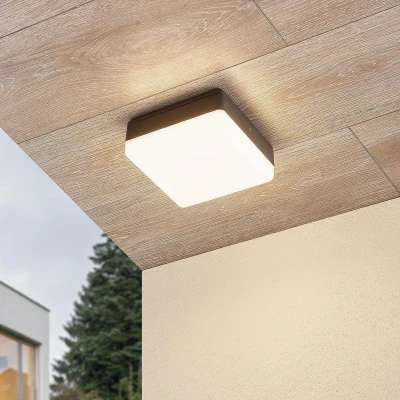 Afbeelding van Lucande LED plafondlamp 1licht polycarbonaat, drukgegoten aluminium H: 6.2 cm wit, donkergrijs Inclusief lichtbron