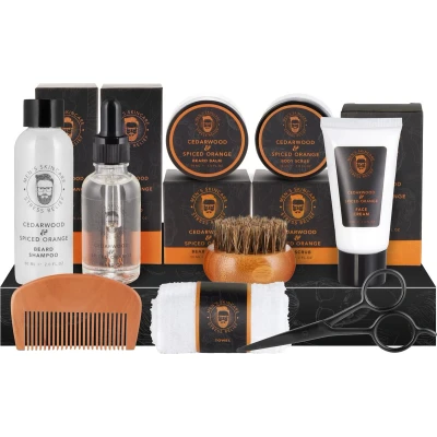 Afbeelding van BRUBAKER 9 delige Baardverzorgingsset met 60 ML Baardshampoo, Baardolie, Baardbalsem, Baardborstel, Peeling, Gezichtscrème, Baardkam, Baardschaar, Washandje Baardhersteller Mannen Cadeaus Cadeautip cadeau Idee Vaderdag