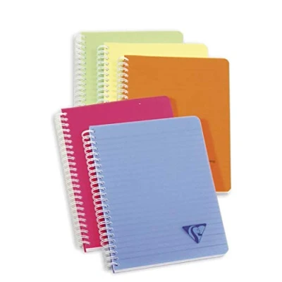 Afbeelding van Clairefontaine Ref. 328546C Linicolor Spiraalboek (90 vellen) DIN A5, geborsteld velijnpapier 90 g/m², omslag van polypropyleen, gelinieerde lijnen verschillende kleuren (5 stuks)