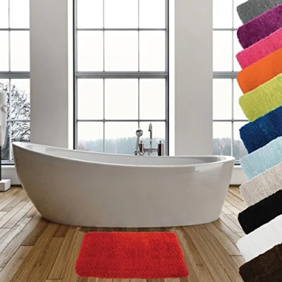 Afbeelding van MSV Badkamerkleedje/badmat tapijt voor de vloer rood 50 x 70 cm Microfibre langharig
