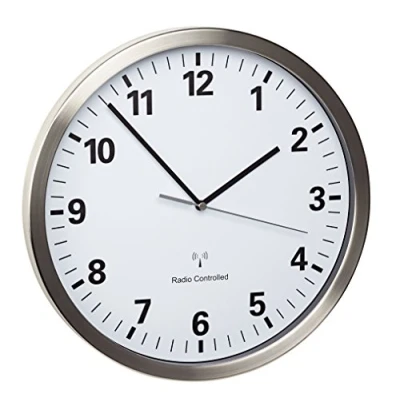 Afbeelding van TFA Dostmann 60.3523.02 Wandklok Zendergestuurd 30.5 cm x 4.3 RVS Slepend uurwerk (geluidsloos), Energiebesparingsfunctie