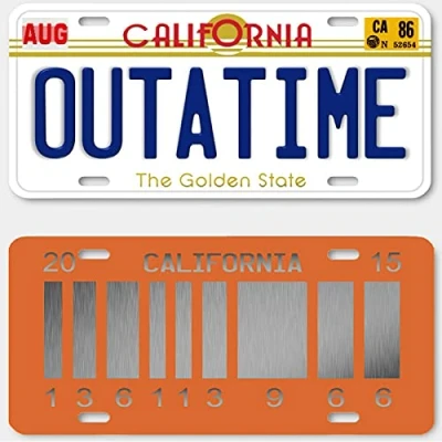 Afbeelding van OPO 10 Set van 2 metalen kentekenplaten voor auto Delorean Time Machine uit de film Back to The Future Outatime (PF02)
