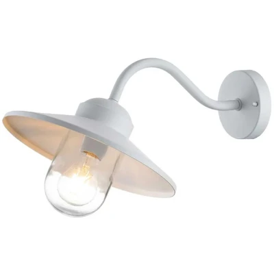 Afbeelding van Klampenborg buitenwandlamp, wit, lantaarn, roestvrij staal