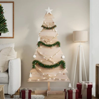 Afbeelding van vidaXL Kerstdecoratie kerstboom 150 cm massief grenenhout