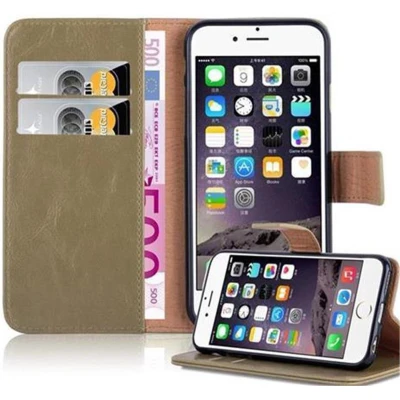 Afbeelding van Cadorabo Hoesje geschikt voor Apple iPhone 6 / 6S in CAPPUCCINO BRUIN Beschermhoes met magnetische sluiting, standfunctie en kaartvakje Book Case Cover Etui