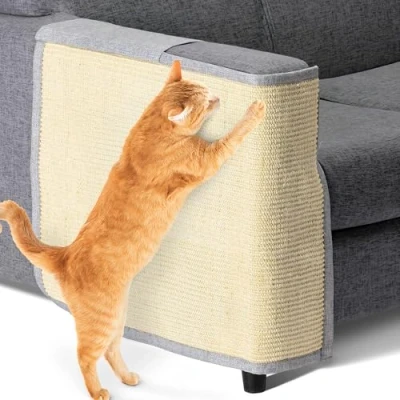 Afbeelding van Navaris katten krabmat Bescherming van meubels Voor banken en stoelen Krabbescherming de rechterkant Lichtgrijs