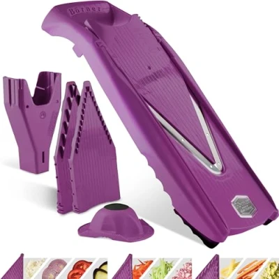 Afbeelding van Börner V5 PowerLine Starter mandoline slicer groentesnijder: Groente snijden, schijfjes, blokjes, vijfdelige set, violet