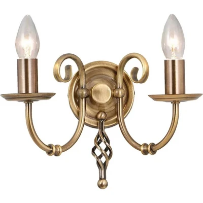 Afbeelding van Elstead Lighting, wandlamp + plafondlamp, Artisan E14 2 voudig messing verouderd (E14)